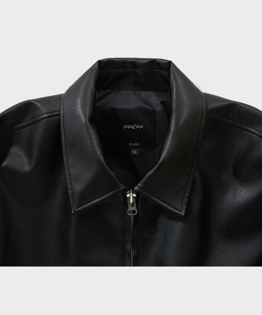 Ffeff Studio Leather Single Zip-Up Jacket (Black)