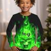 Flame Skull Long Sleeve Halloween Clothes Children Boy Casual T-Shirts Girls 3d Graphic Tee-Shirts Fashion Autumn Tshirt Kids