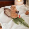Christmas Squirrel Ornament Foam Plush Squirrel Figurine with Pinecones Branches Furry Forest Animal Hanging Decoration