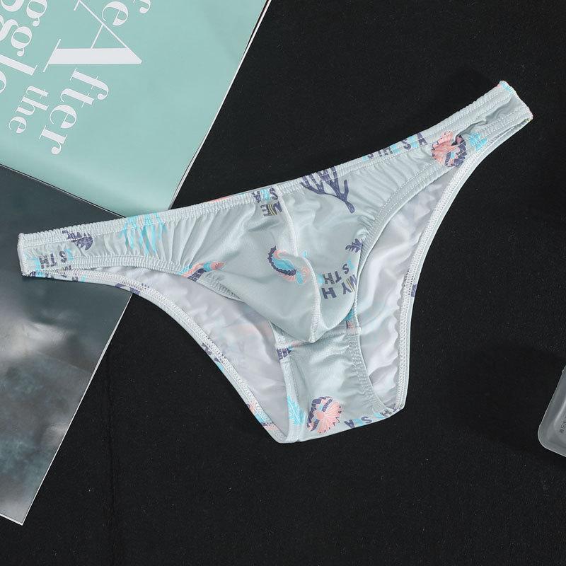 Мужское треугольное нижнее белье, U-образный выпуклый крой, низкая посадка, спортивные, летние, шорты с принтом