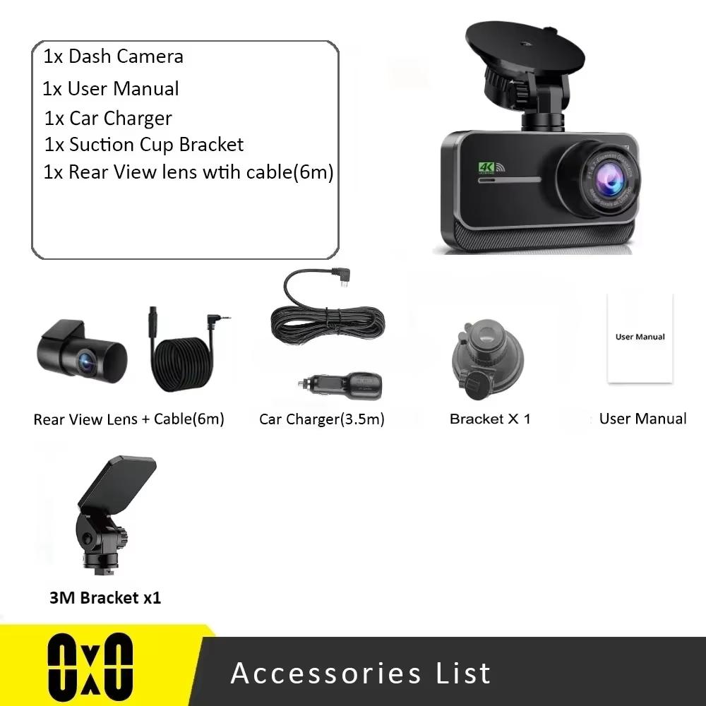 4K Black Box Car Camera with WIFI UHD 2160P Dash Cam CAR DVR Vechile Vidoe Recorder Dash Camera