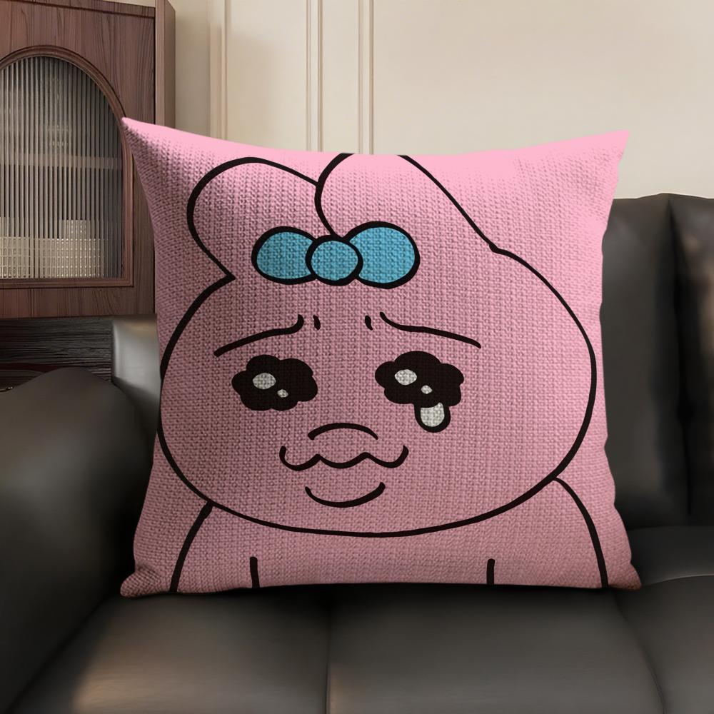 Cartoon OOpanchu Usagi Cushion Cover Natural Linen Organic Fabric DoubleSided Printing Sofa Home Decor Gift Pillow Case