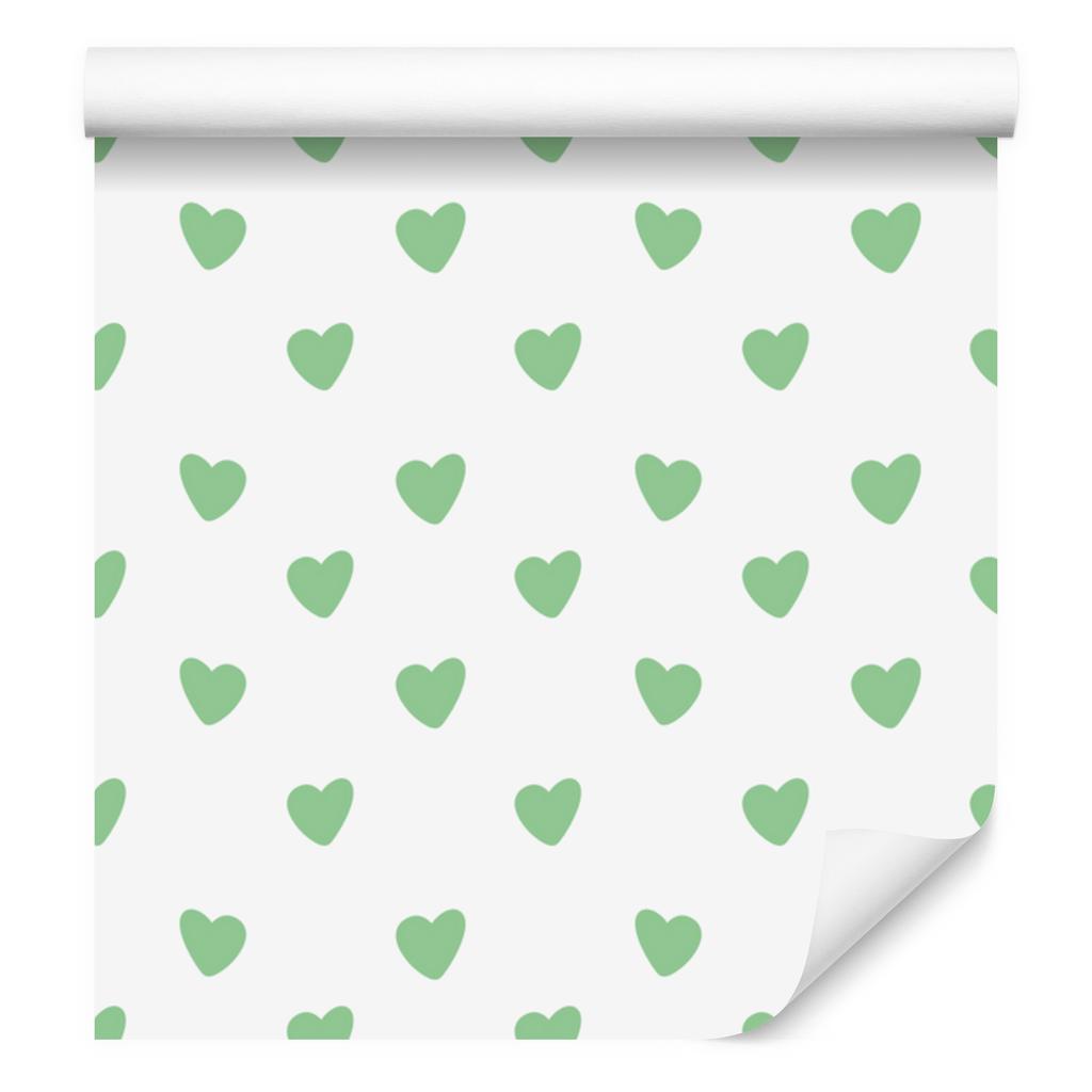 Heart Wallpaper White, Mint and Green 50x1000