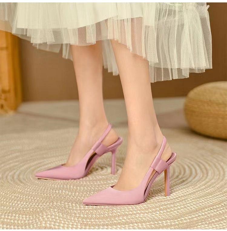 Spring   Women Slingback Sandals Pointed Toe Slip On Thin High Heel Ladies Elegant Pumps Shoes Drss Sandals