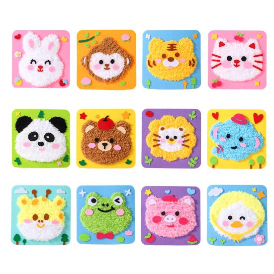 1 комплект, набор для вышивки кукол с мультяшными животными, набор для шитья своими руками для начинающих детей и взрослых, набор для шитья из пряжи «Обезьяна, тигр, кошка, панда, лев, слон, олень, свинья, утка»