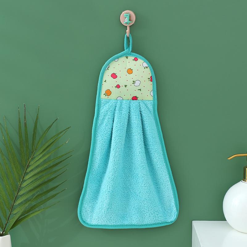 Cartoon Coral Fleece Hanging Towels for Kitchen & Bathroom