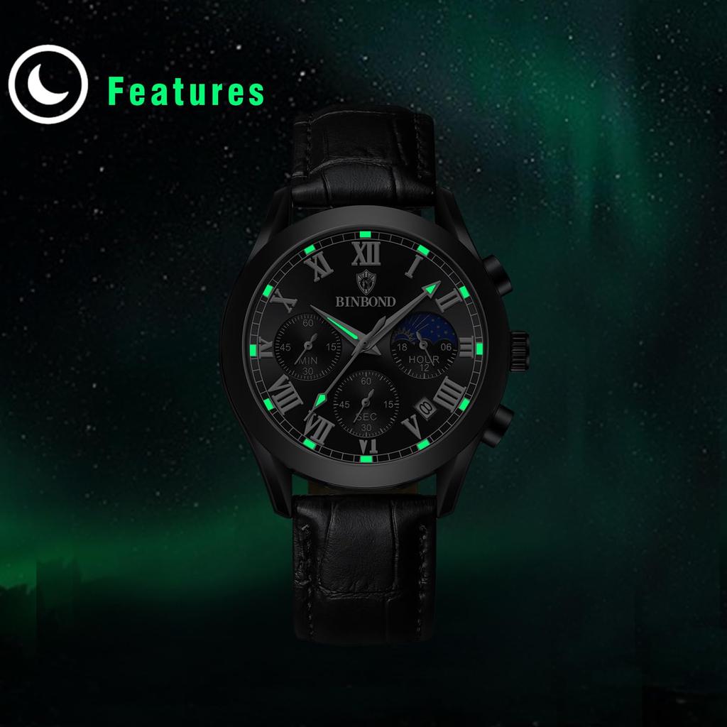 Leather Belt Rome Analog Genuine Leather Belt Waterproof Luminous Calendar Black Brown Quartz Watch Fashion Watch Day Birthday Christmas Day Boyfriend