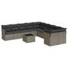 11 pc Outdoor Sofa Set with Cushions Grey Poly Rattan