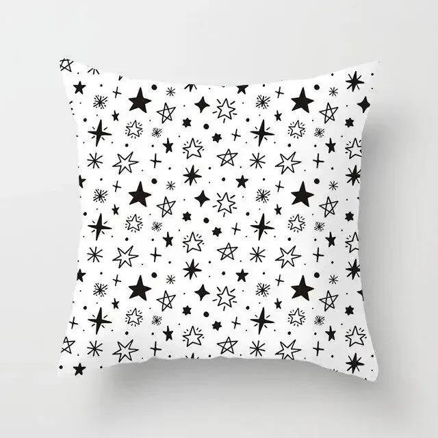 Black And White Striped Creative Double-Sided Printed Pillow Cover Short Plush Suitable Living Rooms Sofas Throw Cushion Cover