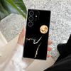Черный кот Линия Чехол для телефона S25Ultra Для Samsung Galaxy S25 S24 S23 S21 Ultra S20 FE S22 Plus A35 A55 5G Чехол Прозрачный чехол Милый кот