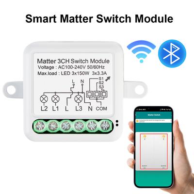 Голосовое управление WIFI Вкл/Выкл Переключатель 1/2/3/4CH Smart Breaker 300W 10A Пульт дистанционного управления Matter Switch Module AC 100V-240V