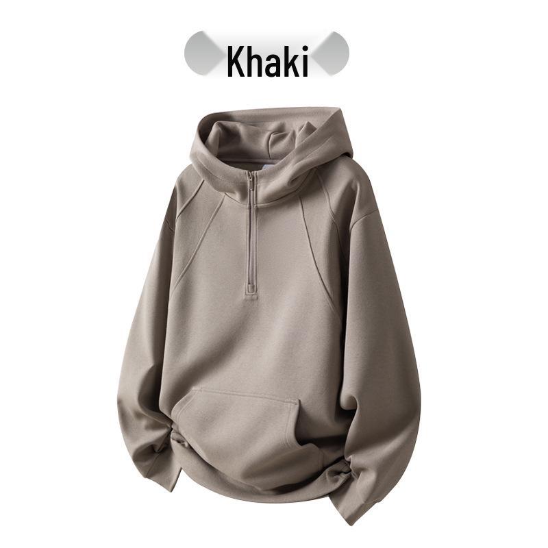 High-End Team Logo Half-Zip Hooded Sweatshirt, Long-Sleeve Workwear for Autumn/Winter