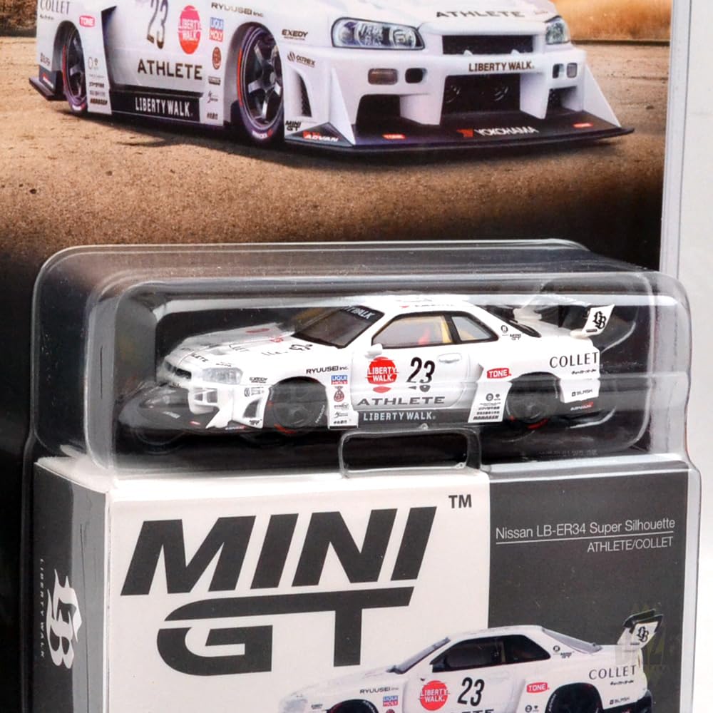 Масштаб MINI GT NISSAN SUPER SILHOUETTE США Эксклюзив MiJo Toys NISSAN SUPER SILHOUETTE Упаковка-блистер 164 LB-ER34 ATHLETE/COLLET LB-ER34