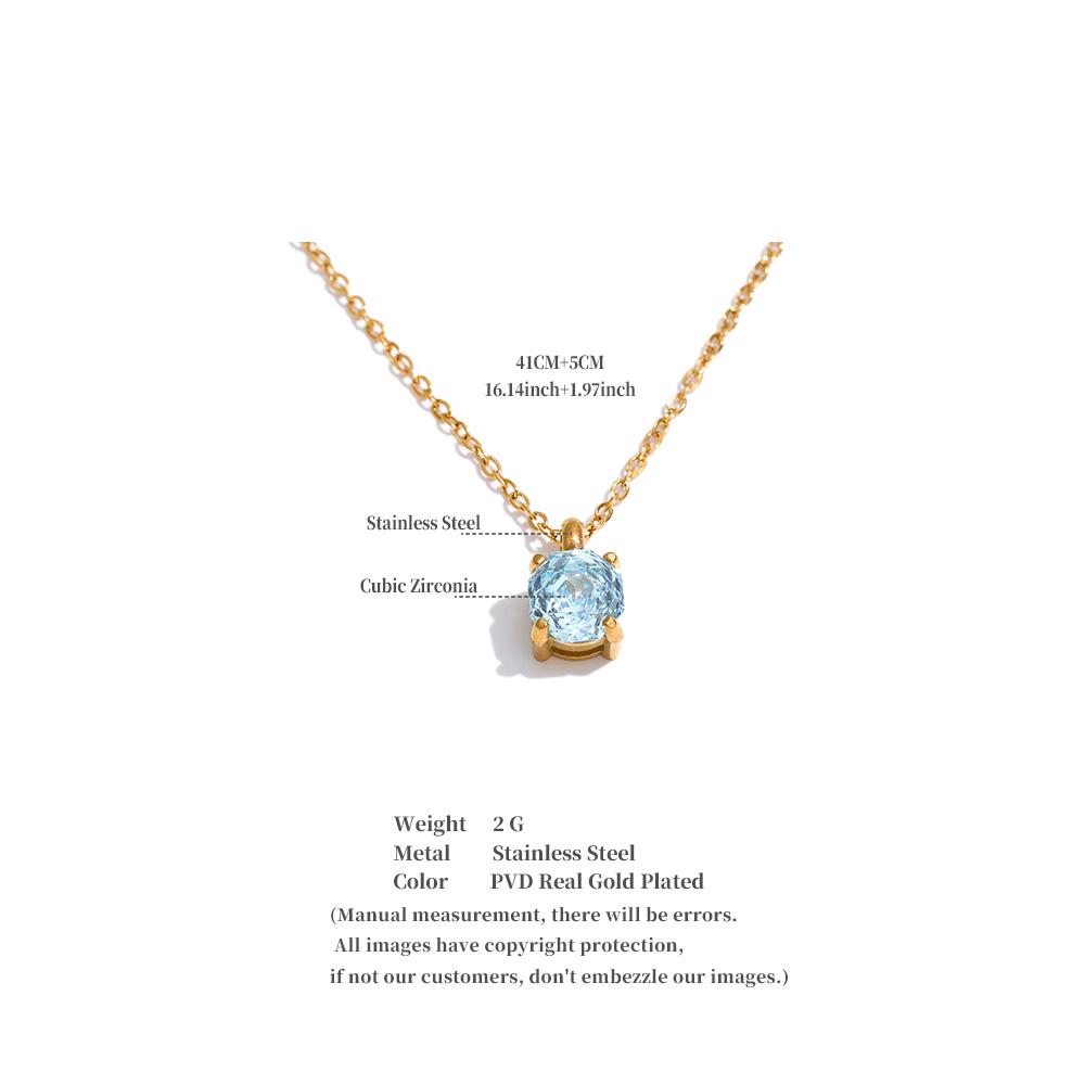 Yhpup Stainless Steel Rose Flower Shape Cutting Zirconia Drop Necklace Shiny Delicate Korean Jewelry Wholesale