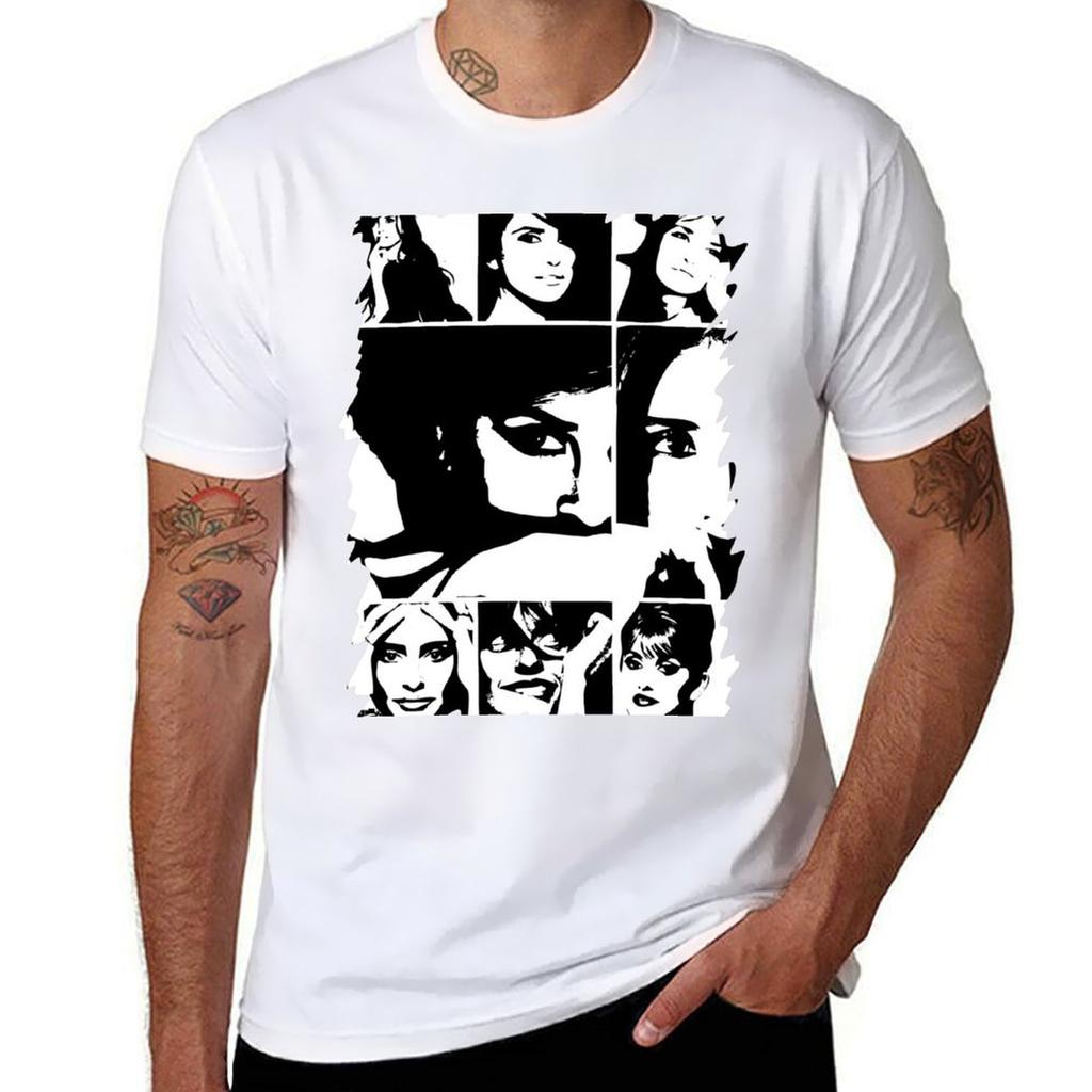 Penelope Cruz Art Tshirt Basic Solid Color Short Sleeve Cotton Top