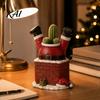 Winter Garden Decor Santa Claus in Smokestack Flower Pot Ornament, Resin Decorative Plant Durable Succulent Planter Container, Small for Holiday