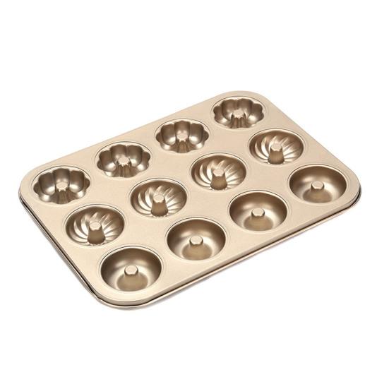 Donut Baking Pan 6-Count Carbon Steel Nonstick Donut Pan for Baking Easy Release Doughnut Molds Multifunctional Bakeware for Cakes Muffins Pies