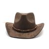 Artificial Suede Cowboy Hats Solid Color Jazz Knight Hats Vintage Grassland Country Hat  Spring