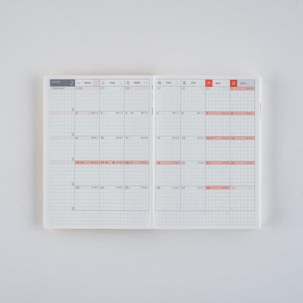 Hobonichi 2026 Оригинальный ежедневник A6 1 страница в день Упрощенный китайский