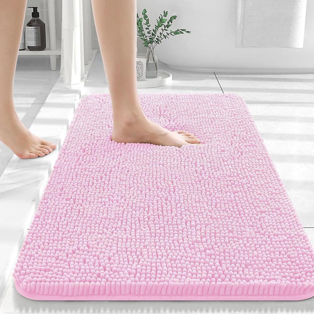 Long Haired Chenille Floor Mat Absorbent Carpet Plain Color Anti Slip Home Foot and Door Mat Home Hotel Bathroom Bedroom Foot Pedal