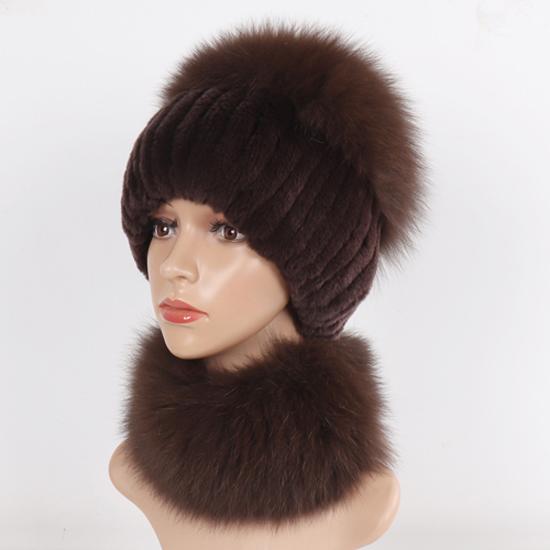 Новые зимние женские роскошные шапки из натурального лисьего меха, комплекты шарфов, натуральный мягкий вязаный теплый топ из меха кролика рекс, шапки из лисьего меха, шарфы, 2 шт.