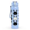 1PC Black White Rabbit Repeat Grid 750ml Color Plastic Sports Water Bottle Leakproof Flip Straw Lid For Sports Office Home Use