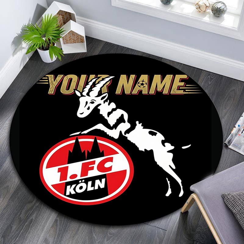 Custom Name, FC Koln pattern round rug,Carpet Rug for Living Room Bedroom Playroom ,Non-slip Floor Mat,Holiday Gifts and Birthday Gifts.