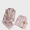 Spring Pink Striped Bear Pajama Set - Japanese Style Cartoon Homewear