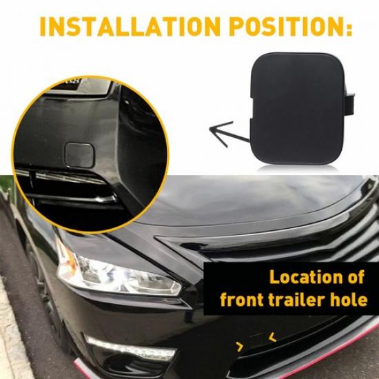 Front Hook Cover Bumper Tow Cap Black For 2013-2015 Nissan Altima 622A03TA0A