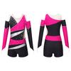 Kids Girls Dancing Bodysuit Long Sleeve Off-shoulder Patchwork Style Leotard Unitard Ballet Jumpsuit with Shorts