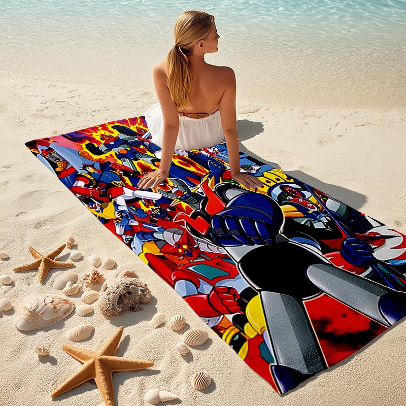 1pc UFO Robot Grendizer10 Beach Towel, Comfortable and Thick, and Swimming/Bath/Picnic/Camping Towel, Suitable for Seaside Beaches