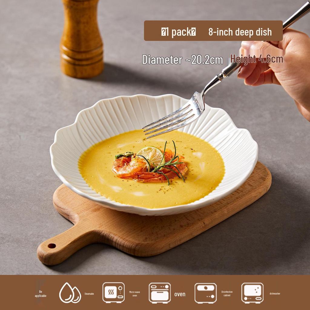 Набор белых керамических тарелок для супа и салата - Посуда в западном стиле для дома и отеля