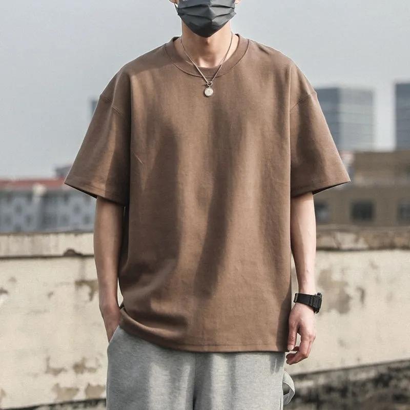 Хлопковые футболки для мужчин, базовая футболка большого размера, футболка с заниженными плечами, уличная одежда, топы, футболка больших размеров
