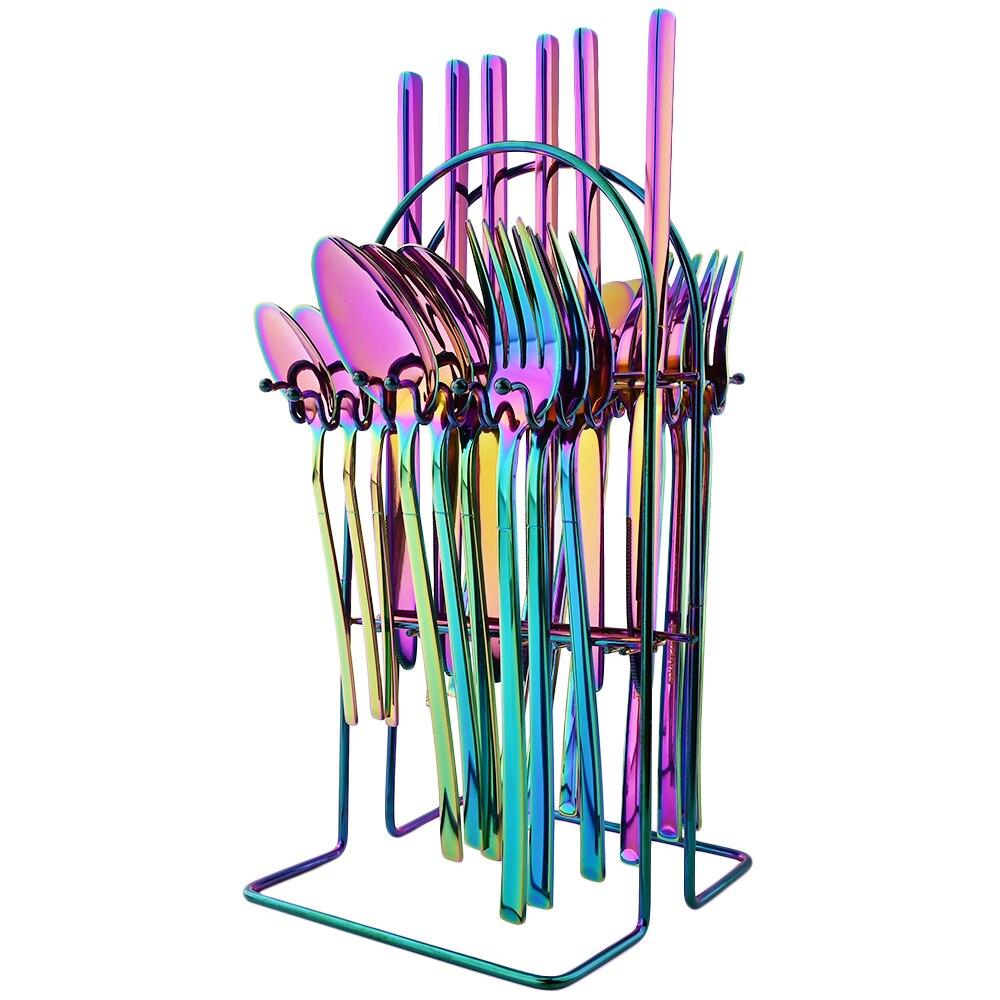 24 шт./6 комплектов, набор столовых приборов из черного золота, западный нож, вилка, ложка, набор столовых приборов с подставкой, посуда из нержавеющей стали, держатель для столовых приборов, посуда