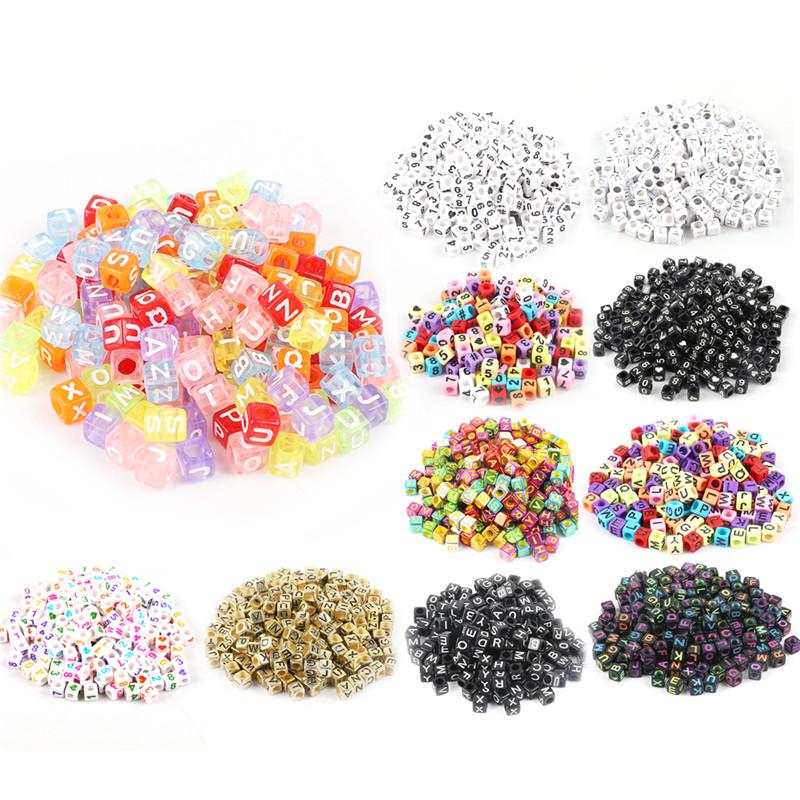 Горячий! 3000 шт./Лот 6 мм Смешанные Разные Виды Акриловые Сделай Сам Кубик Квадрат Число и Буква Бусины Для Браслета