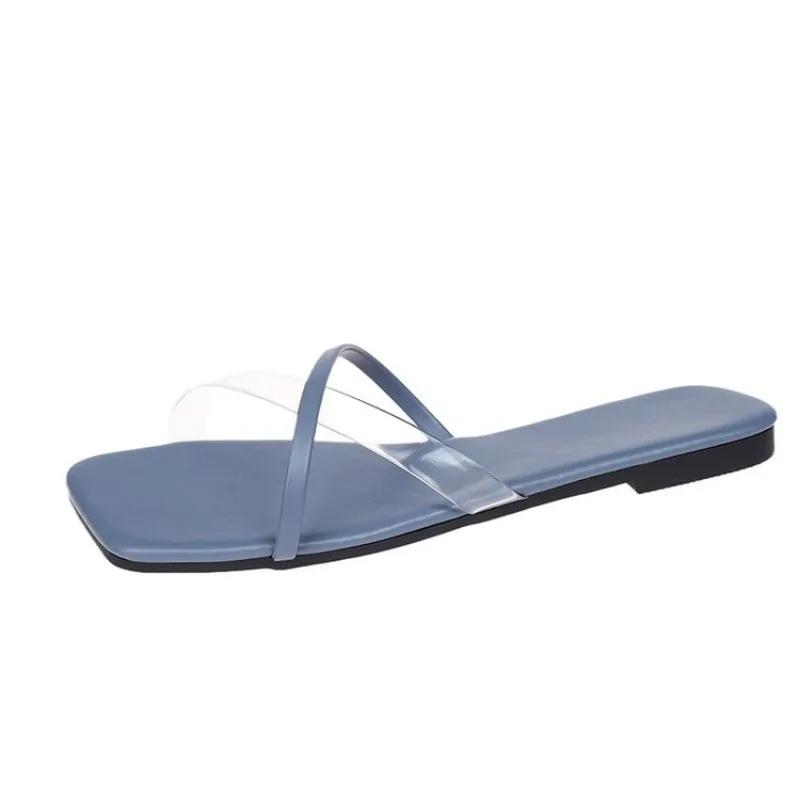 Женские босоножки с открытой пяткой 2024 года, новая женская обувь, летние туфли на плоской подошве, повседневные шлепанцы, неглубокие женские шлепанцы, тапочки с открытым носком