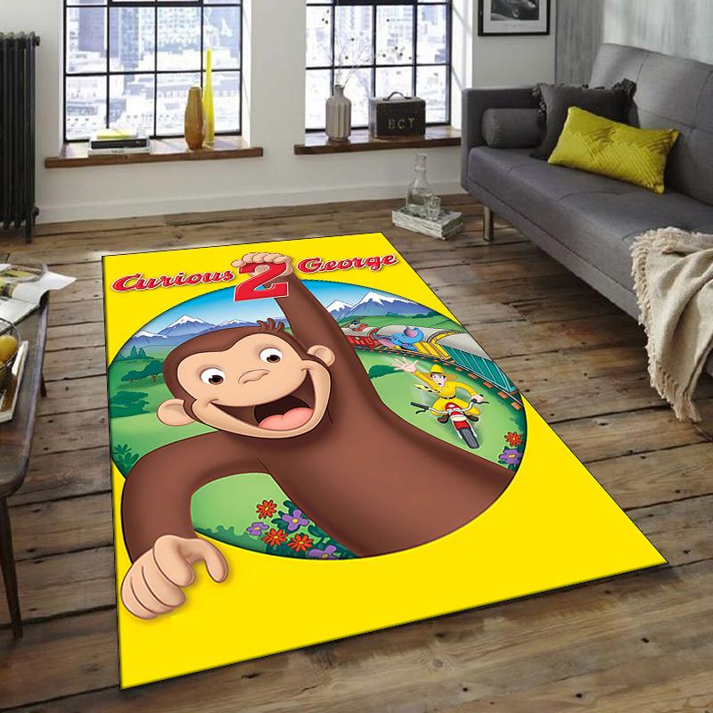 1pc Curious George (4) Design Area Rug - Non-Slip, Soft & Cozy Floor Mat for Living Room, Bedroom, Office - Indoor/Outdoor Decorative Carpet