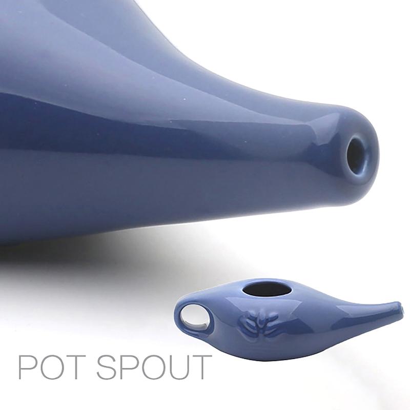 Керамический Нети-пот 250 мл, Система для промывания носа, Очиститель, Набор для промывания носа при синусите, рините, аллергии, Носовая йога, Детокс-промывание