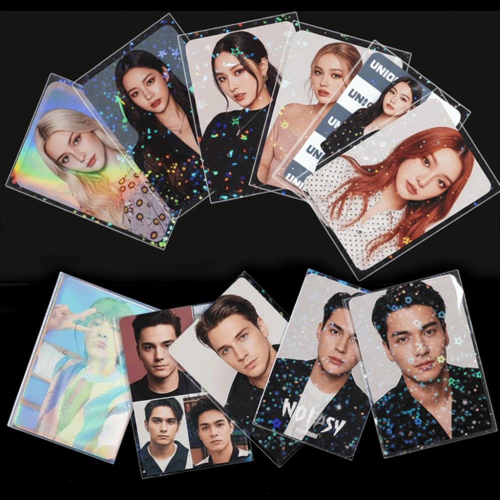50 шт. Лазерные карманчики для карт Защитная пленка для фотокарточек для K-pop, Защитные планшеты для настольных игр, Карты Таро, Фотокарточки