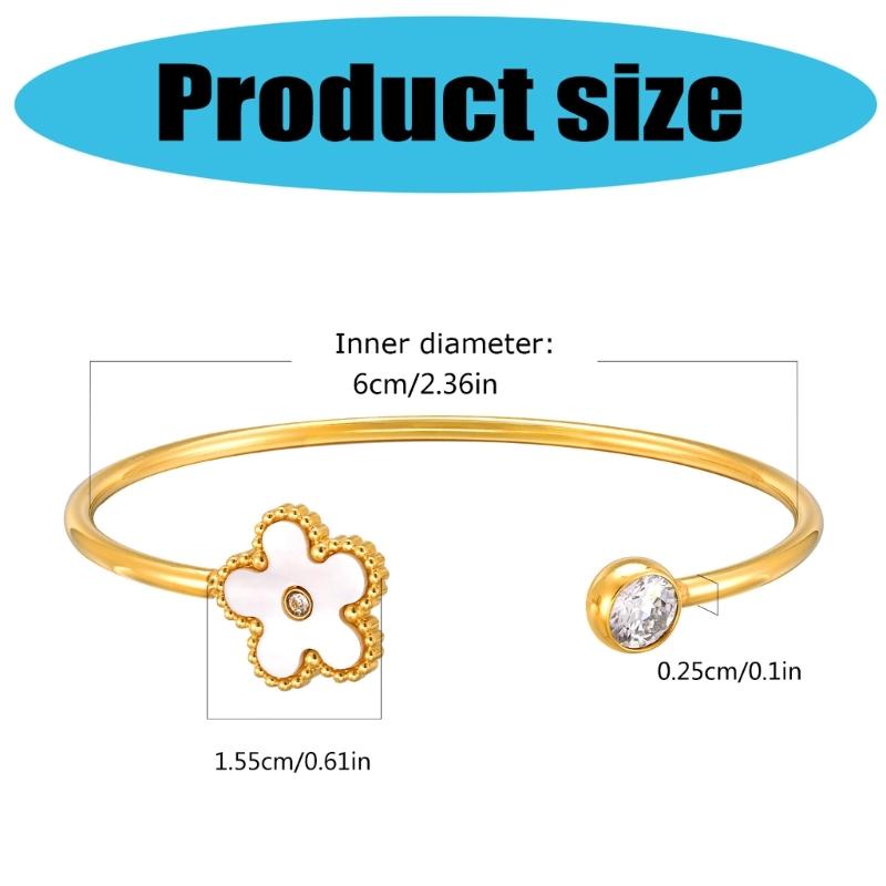 Practical Stainless Steel Shell Carved Bangle With Crystals And Ergonomic Closure for Daily Wear Dates Parties