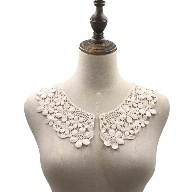 1 Pair Embroidery Cotton Lace Fabric Neckline Collar Trim Craft Ribbon DIY Sewing Collar Guipure Applique Wedding Decor