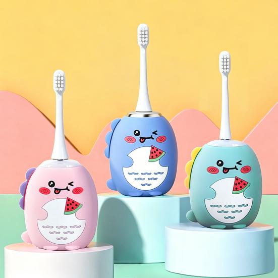 Kids U-Shaped Ultrasonic Electric Toothbrush IPX7 Waterproof Automatic Cartoon Dinosaur Toddlers Boys Girls Rechargeable Toothbrush