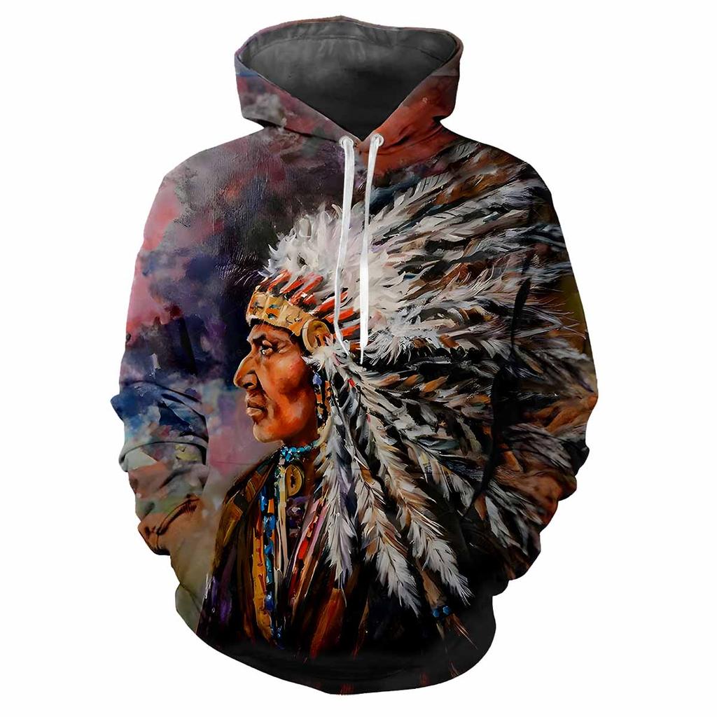 Индейский вождь племени 3D Harajuku Printing Street Fashion для мужчин и женщин, забавный стиль, мягкая, удобная, модная, хип-хоп, индивидуальная толстовка с капюшоном