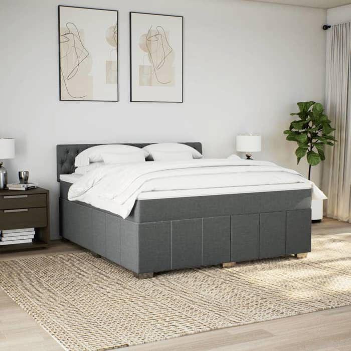Maison Exclusive - Sommier à lattes de lit avec matelas Gris foncé 180x200cm Tissu