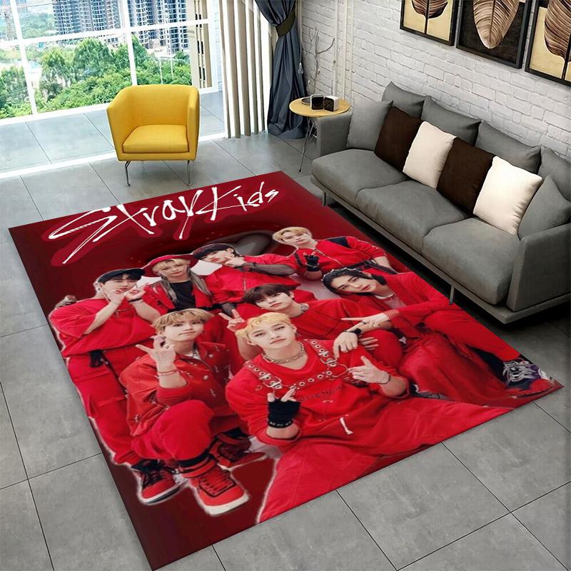 Ковер Kpop Stray Kids Music Star для игровой комнаты, спальни, гостиной, дивана, домашнего декора, коврик для детской зоны, нескользящий коврик, подарок