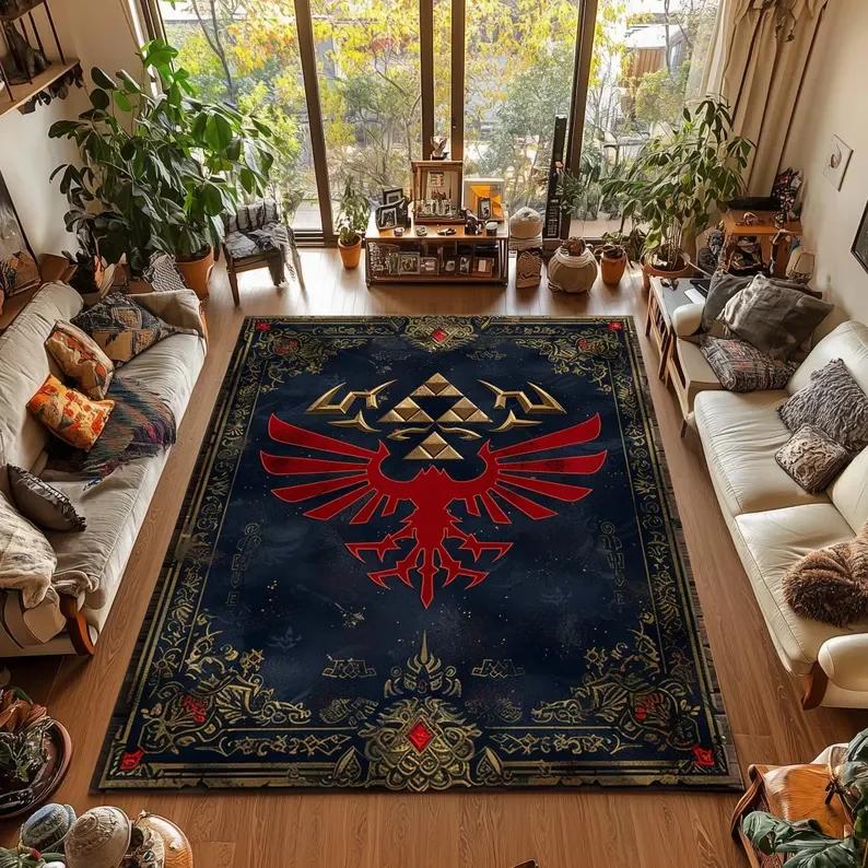 Игровой коврик Нескользящий коврик Zelda Triforce для игровой комнаты Домашний декор