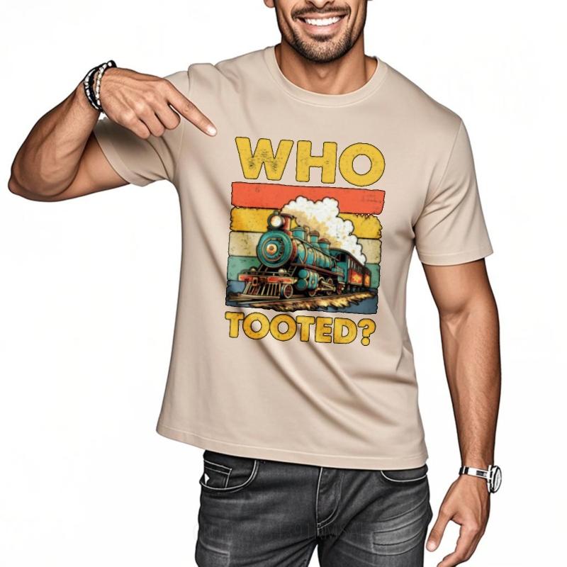 Solid Color Boys O Neck Tshirt Cotton Who Tooted Train Vintage Design Comfort Boys Tee Shirt Summer Cotton Teeshirt Unisex