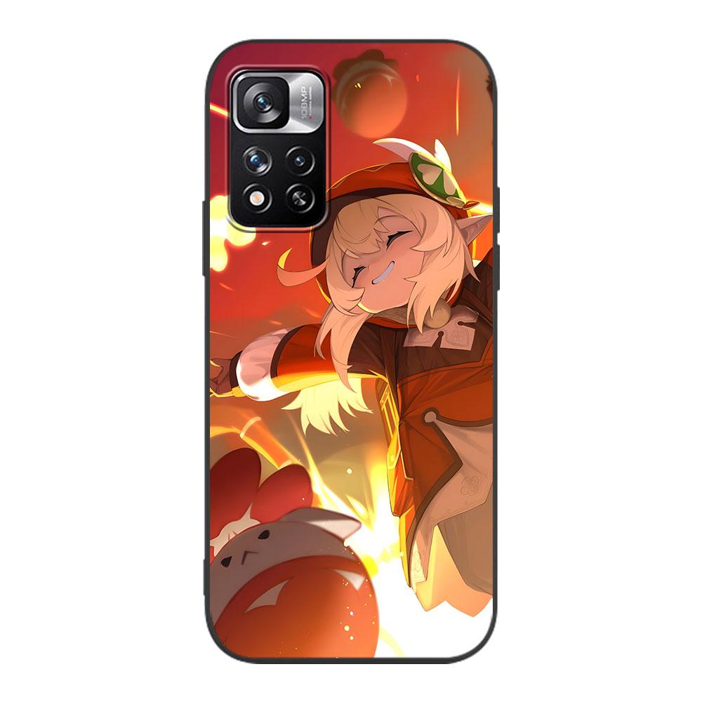 Чехол Klee Genshin Impact для Xiaomi Redmi Note 8 10 10S 11 9 11S 7 12 Pro Plus 12S 9S 8T 11E Pro 11T Мягкий черный чехол для телефона из ТПУ