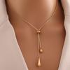 Golden Water Drop Pendant Alloy Necklace, a Cold and Elegant, Light Luxury and Niche Sweater Chain for Women