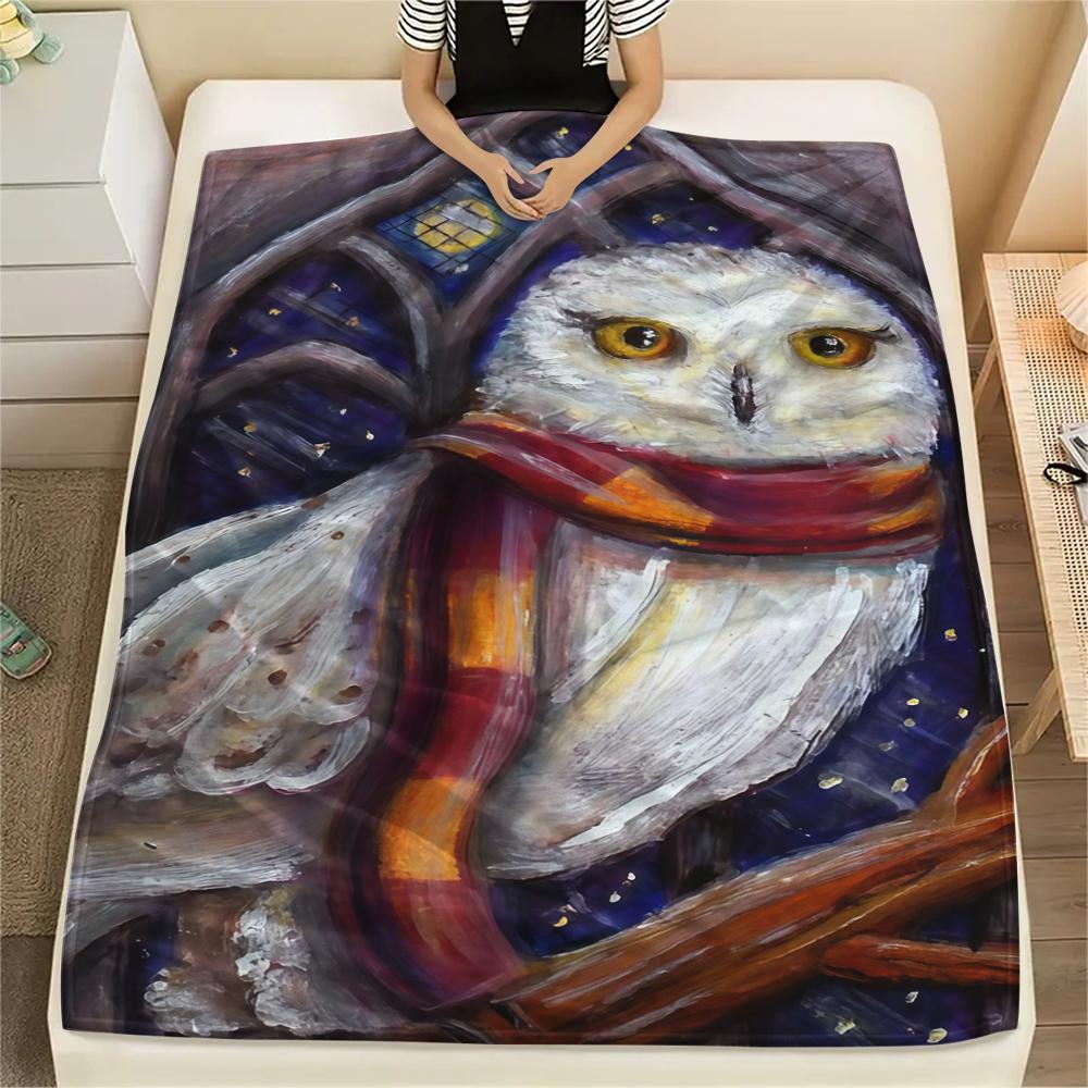 Harry Potter's Owl Soft Flannel Blanket, Print for Bedrooms Sofas Beds, Suitable for Travel Picnic Chair -HYQ29